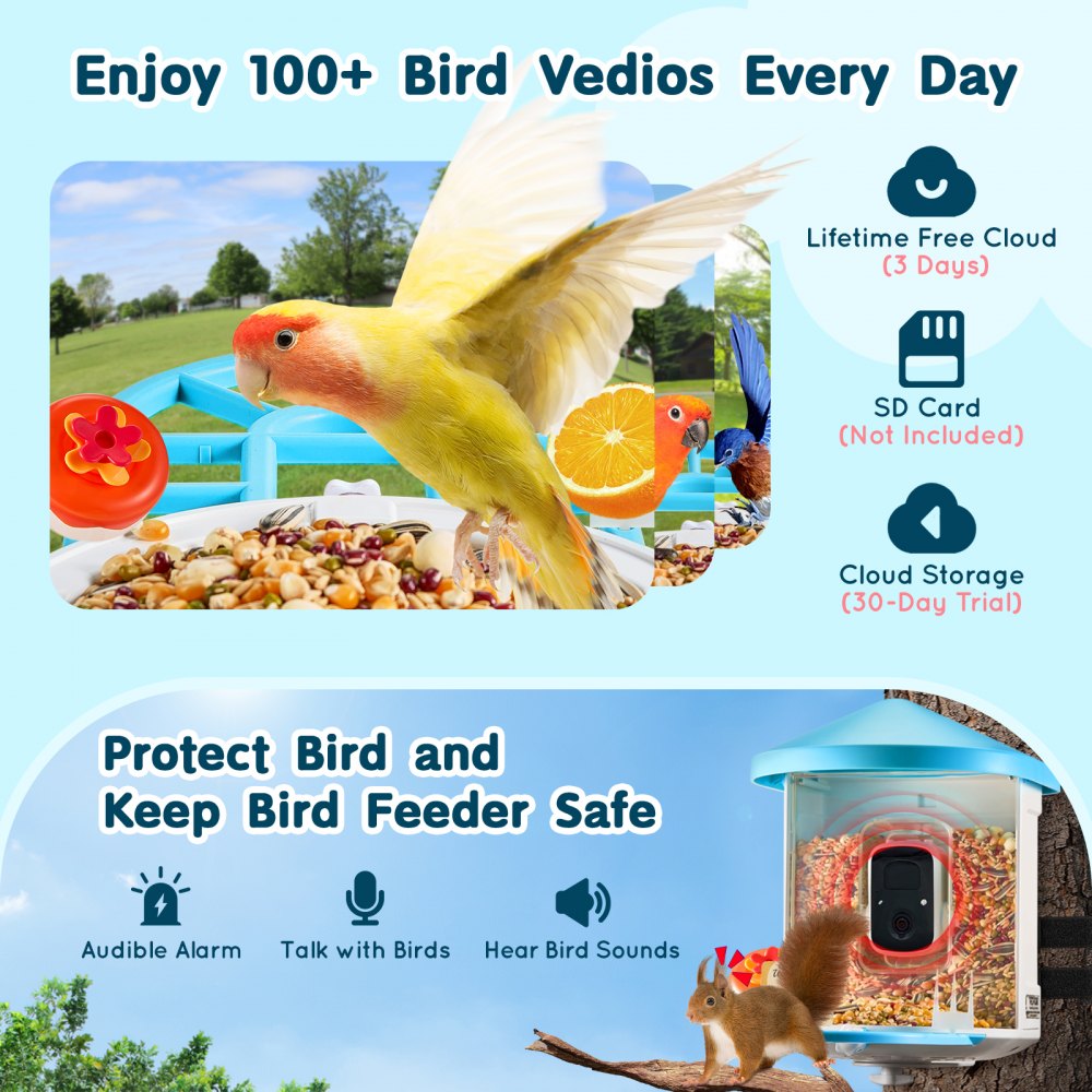 FB-A04 - 2L Smart Bird Feeder with 2K HD Camera & AI Features