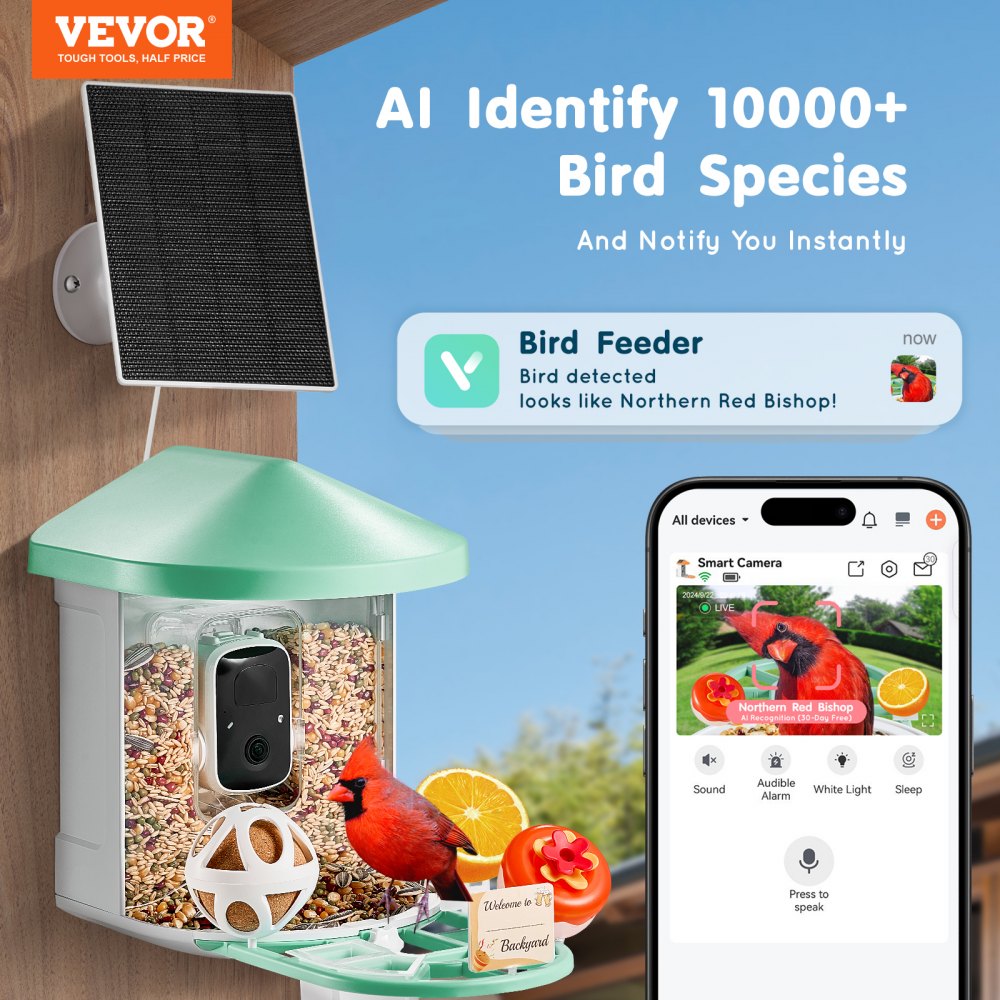 FB-A01 - 2K Smart Bird Feeder with Night Vision & AI Squirrel Repellent