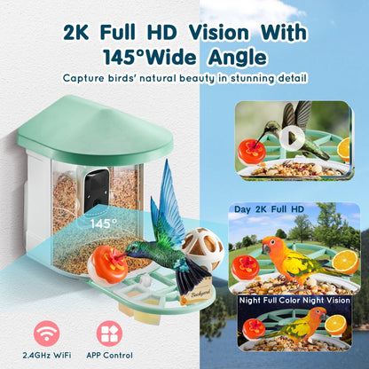 FB-A01 - 2K Smart Bird Feeder with Night Vision & AI Squirrel Repellent