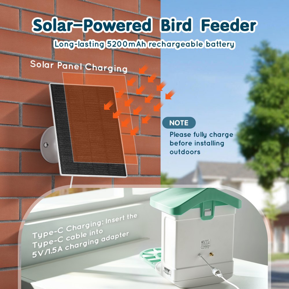 FB-A01 - 2K Smart Bird Feeder with Night Vision & AI Squirrel Repellent