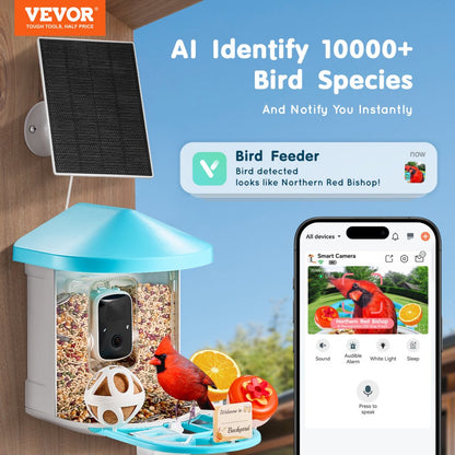 FB-A02 - VEVOR 2K Smart Bird Feeder with AI Camera & 2L Food Capacity