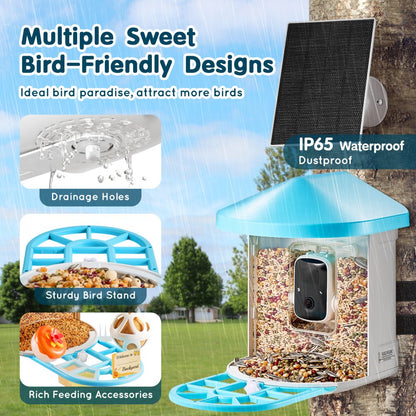 FB-A02 - VEVOR 2K Smart Bird Feeder with AI Camera & 2L Food Capacity