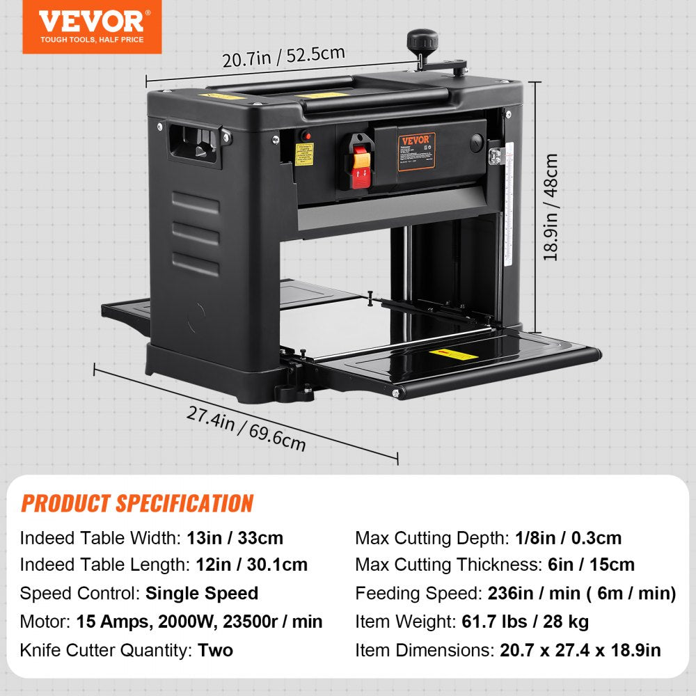 M1B-LS-3301 - 15 Amp 13" VEVOR Thickness Planer for Precision Woodworking