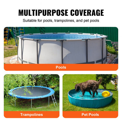 NLSSGBPVC15FT - Heavy-Duty 15 Ft Round PVC Pool Cover with Drawstring
