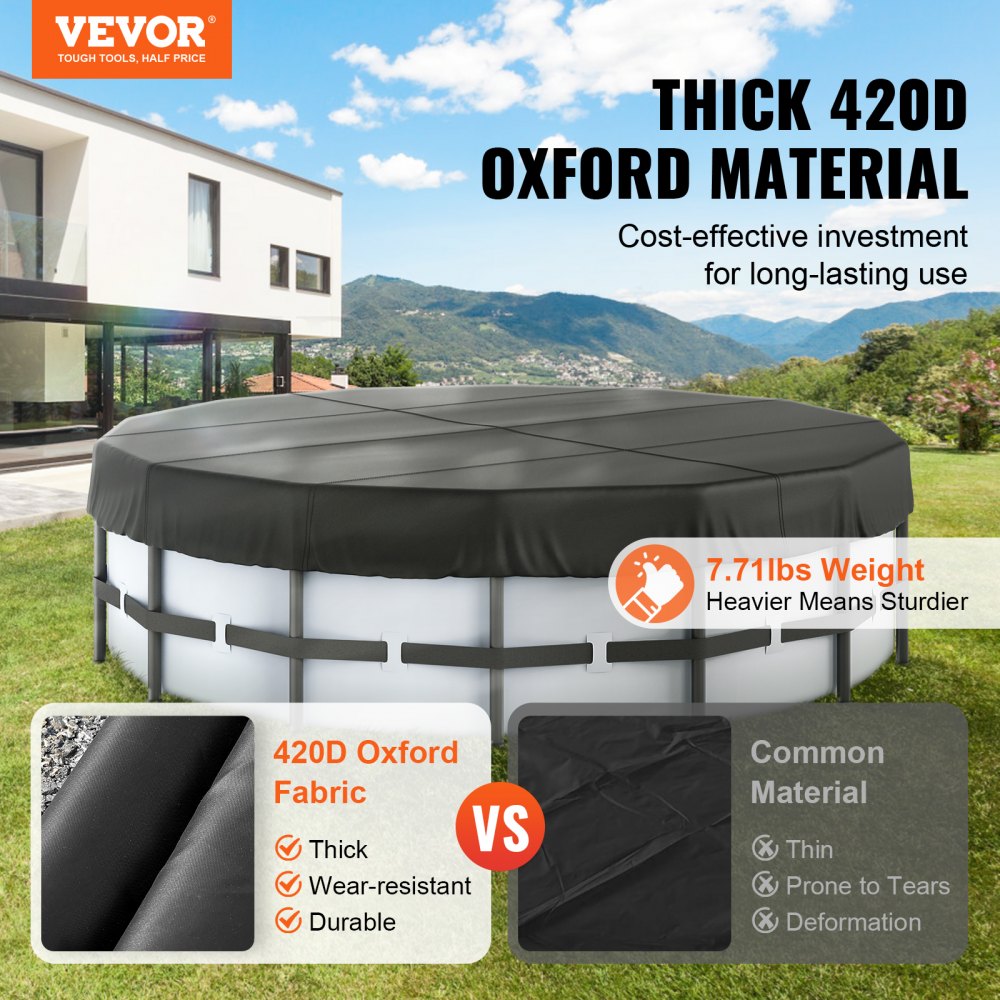 NLSSGBOX18FT - 18 Ft Round Pool Cover, Durable 420D Oxford Fabric