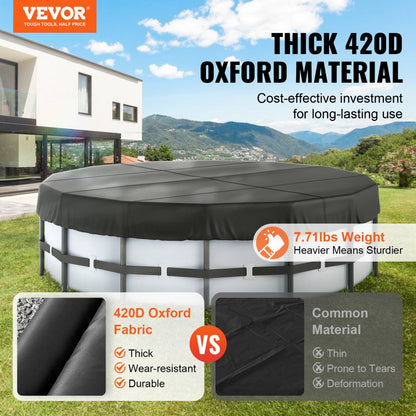 NLSSGBOX18FT - 18 Ft Round Pool Cover, Durable 420D Oxford Fabric