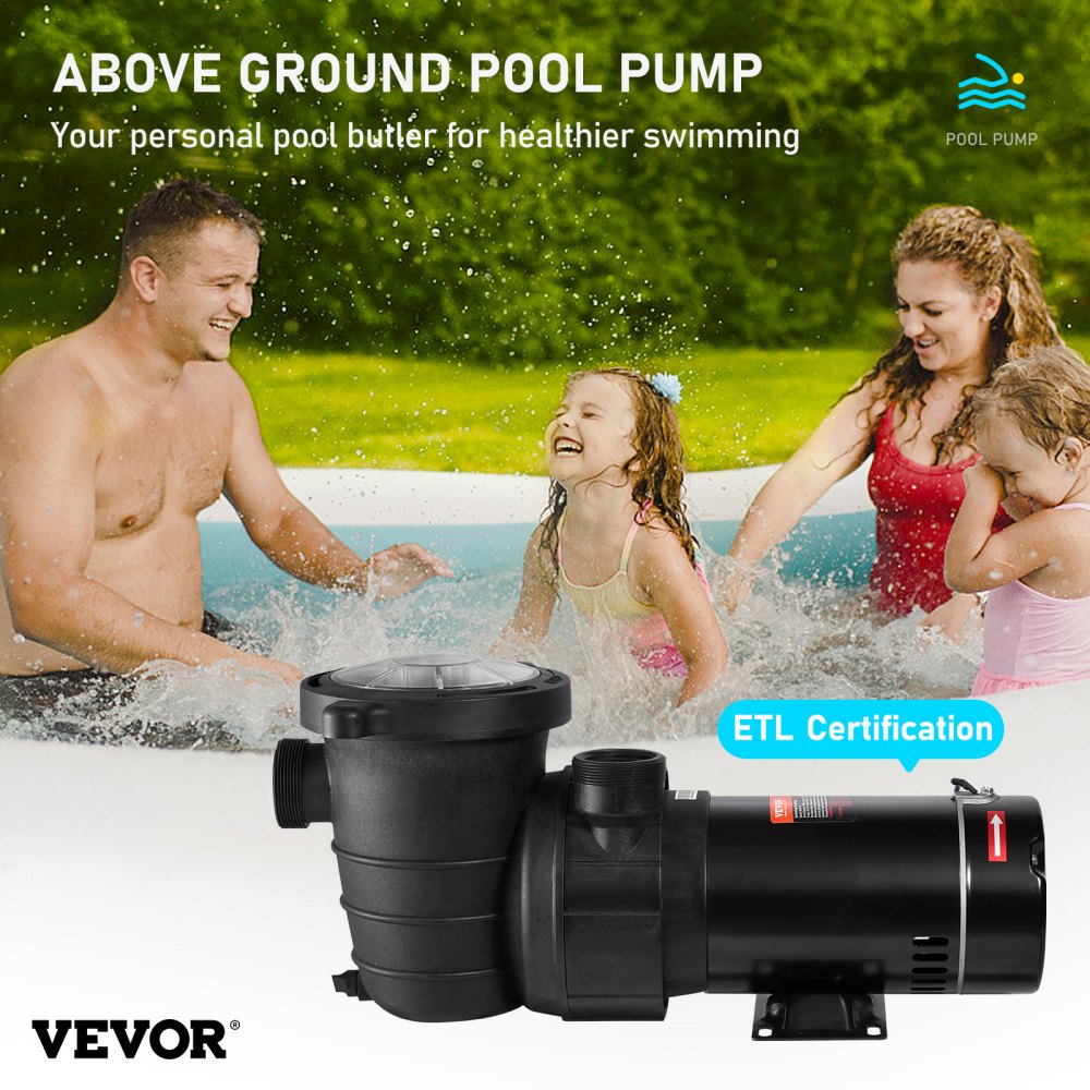 VVPS115BUS - 1.5HP VEVOR Pool Pump for Efficient Cleaning & Easy Setup