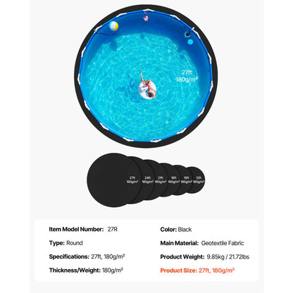 27R - Extra-Thick 27ft Pool Liner Pad for Durability and Protection