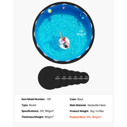 12R - Extra-Thick 12ft Pool Liner Pad for Ultimate Protection