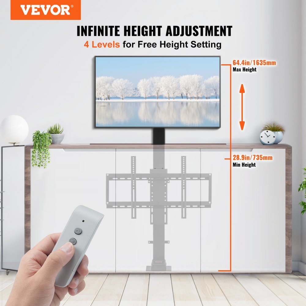010118813370 - Electric TV Lift for 37-65 inch TVs, 28.7-64.2 inch adjustable height