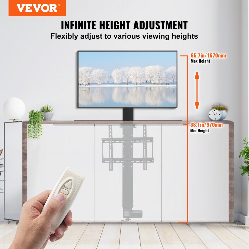 010430516336 - Electric TV Lift, 38-65 Inch Adjustable Height, 132 lbs Capacity