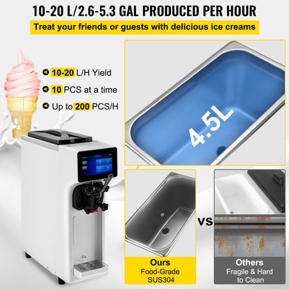 VV-BQL-9200ST-W110 - 4.5L Soft Serve Ice Cream Maker with Touch Screen