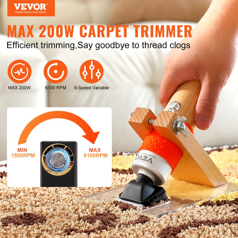 MDB-22 - VEVOR 200W Carpet Trimmer with Adjustable Speeds and Precision Blades