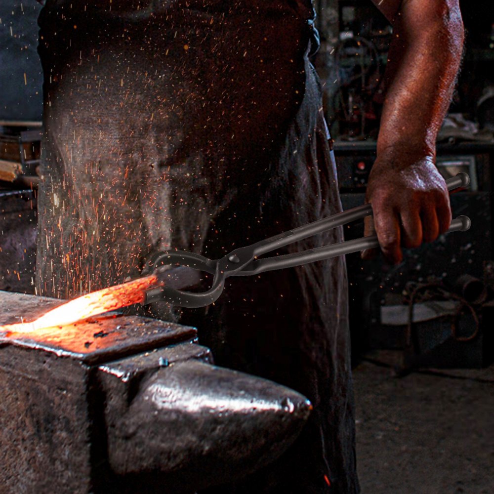 DZQ04 - 18" Carbon Steel Blacksmith Tongs for Forging Projects