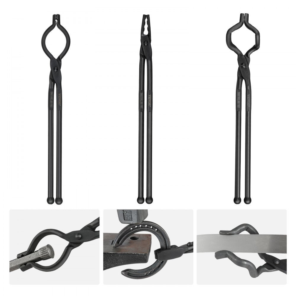 DZQ04 - 18" Carbon Steel Blacksmith Tongs for Forging Projects