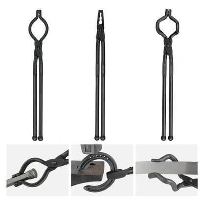 DZQ04 - 18" Carbon Steel Blacksmith Tongs for Forging Projects