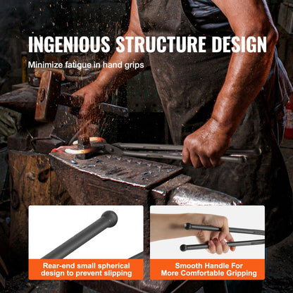 DZQ05 - Set of 4 VEVOR Carbon Steel Blacksmith Tongs - 18" Long