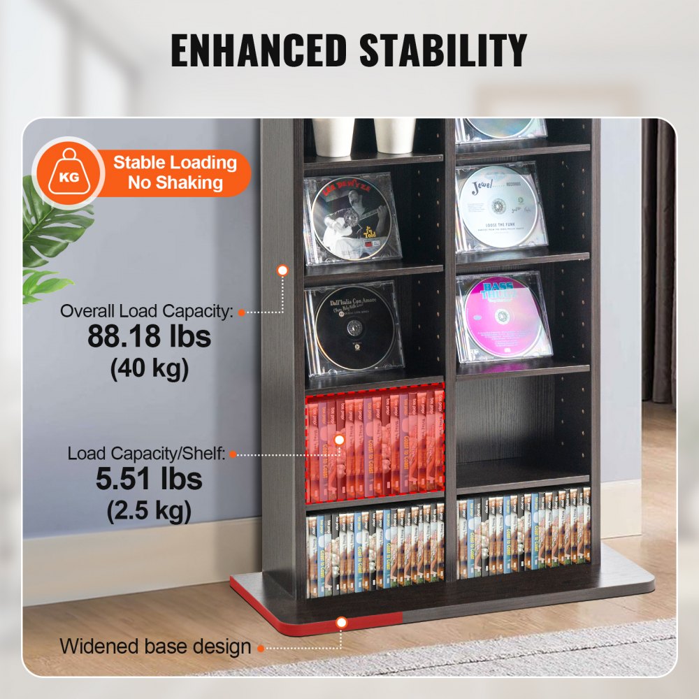 KLDS-04 - VEVOR 50.98in Media Storage Cabinet for 464 CDs with Adjustable Shelves