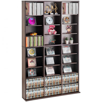 USF00101 - Espresso Media Cabinet 37.36" with Adjustable Shelves & Stability Features