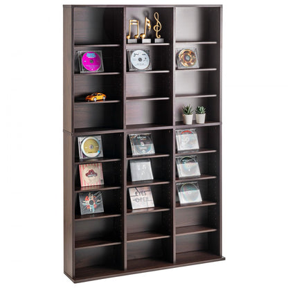USF00101 - Espresso Media Cabinet 37.36" with Adjustable Shelves & Stability Features