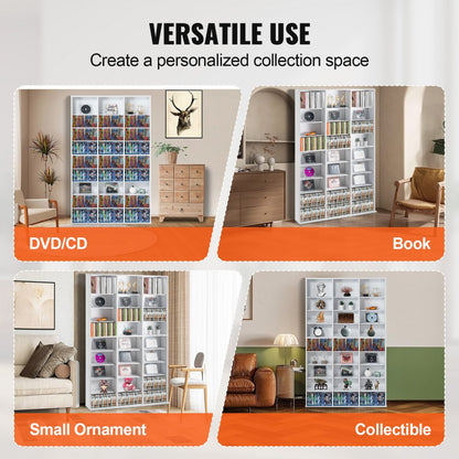 USF00102 - 756-CD Media Storage Cabinet, Adjustable Shelves, White Finish