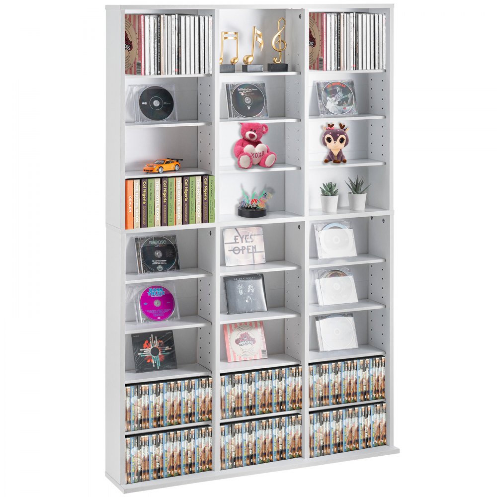 USF00102 - 756-CD Media Storage Cabinet, Adjustable Shelves, White Finish