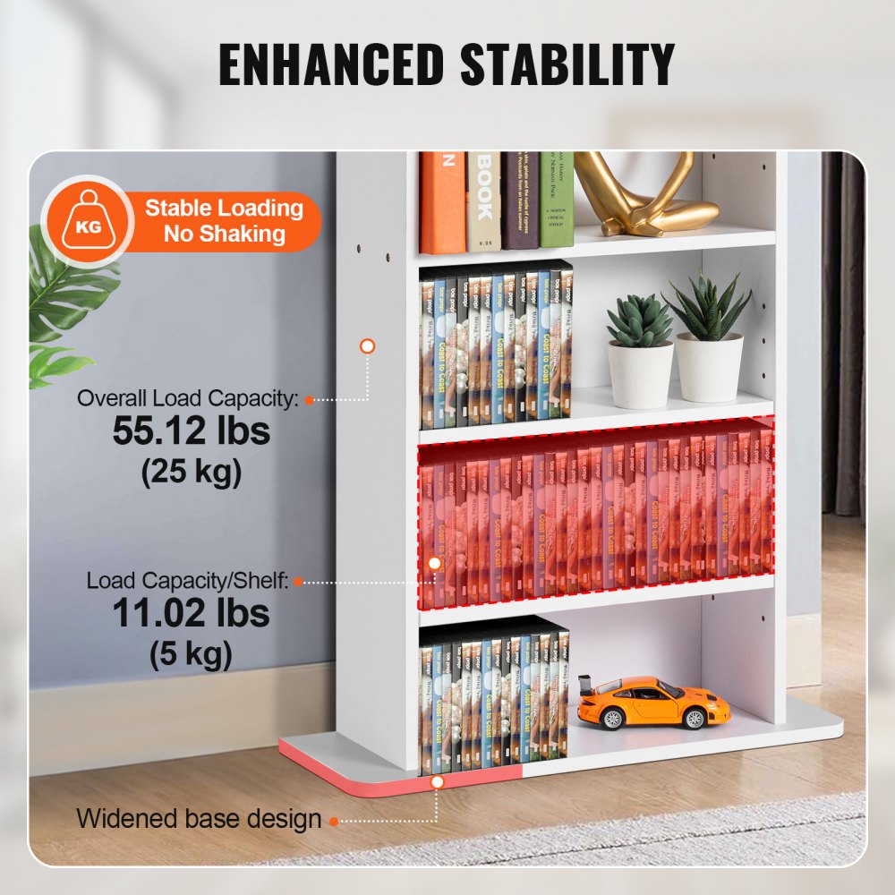 KLDS-01 - 5-Tier Adjustable Media Cabinet in Elegant White Finish