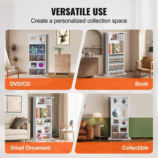 KLDS-01 - 5-Tier Adjustable Media Cabinet in Elegant White Finish