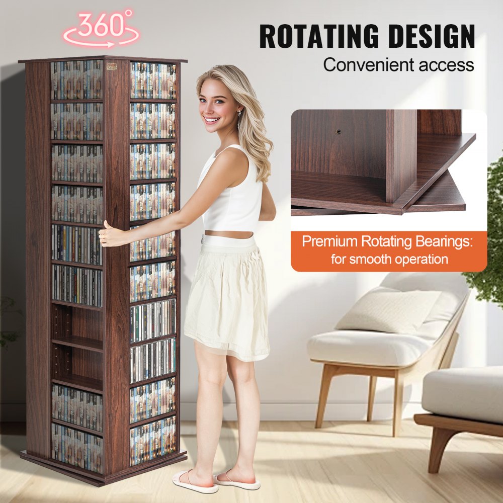 USF00301 - Adjustable 64.76" Spinning Media Tower for 1040 CDs/DVDs