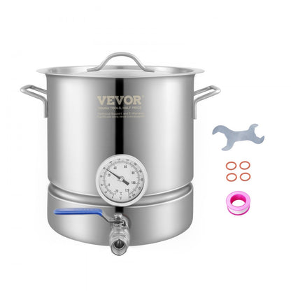 P2830 - 5-Gallon VEVOR Stainless Steel Brewing Kettle with Thermometer