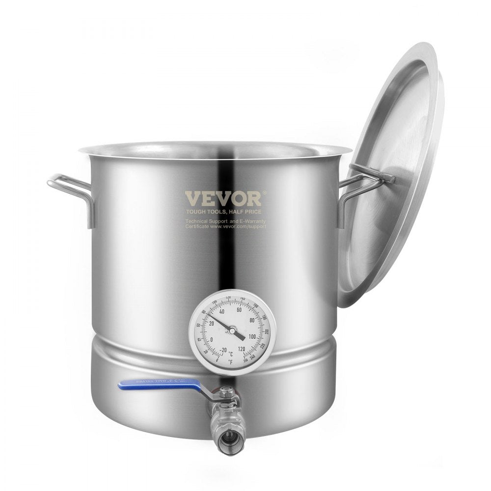 P2830 - 5-Gallon VEVOR Stainless Steel Brewing Kettle with Thermometer