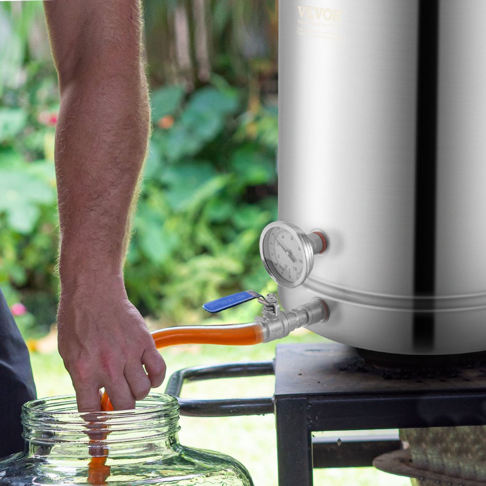P4048 - 16 Gallon Stainless Steel Brewing Kettle with Thermometer and Filter