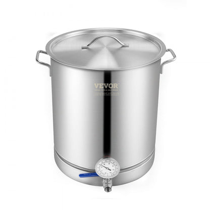 P4048 - 16 Gallon Stainless Steel Brewing Kettle with Thermometer and Filter