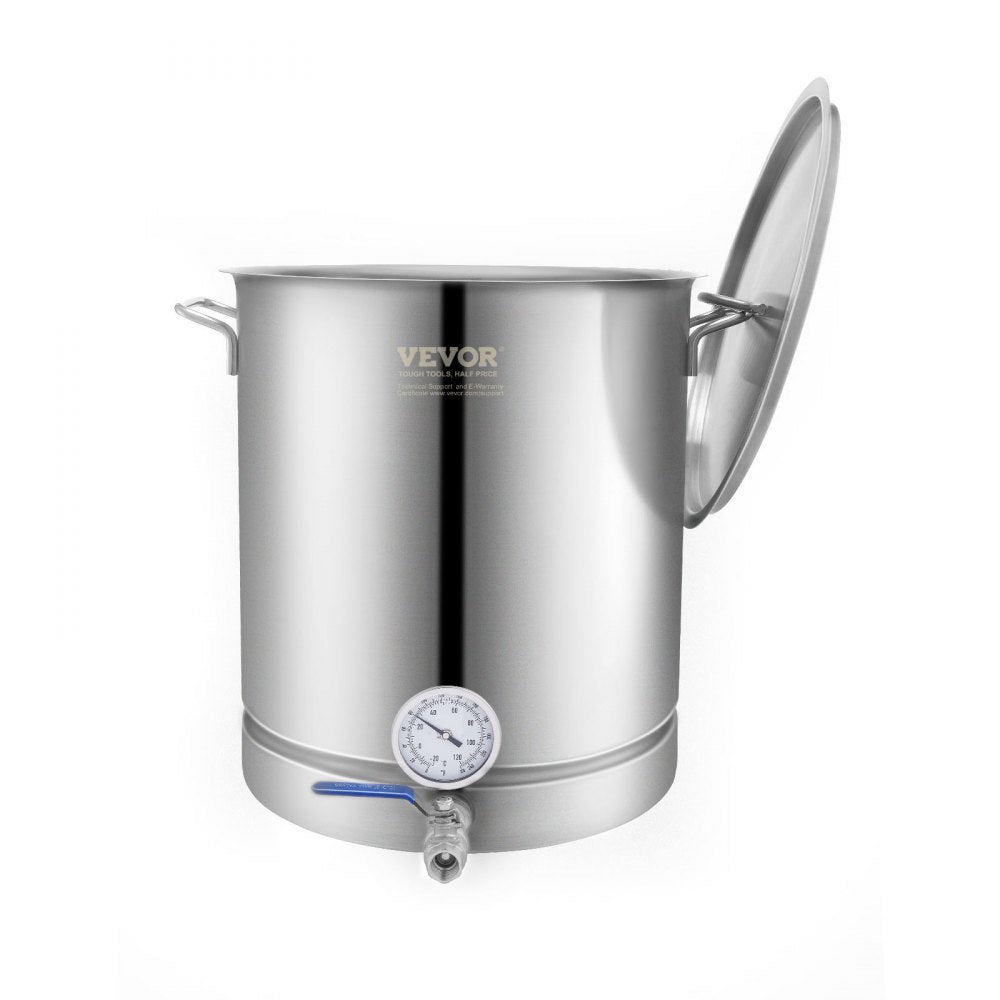 P4048 - 16 Gallon Stainless Steel Brewing Kettle with Thermometer and Filter