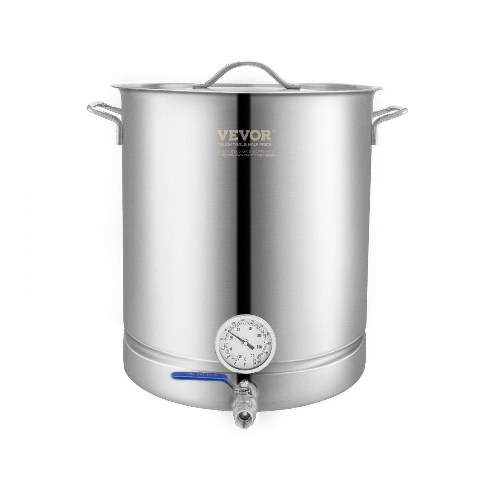 P4048 - 16 Gallon Stainless Steel Brewing Kettle with Thermometer and Filter