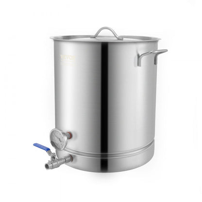 P4048 - 16 Gallon Stainless Steel Brewing Kettle with Thermometer and Filter