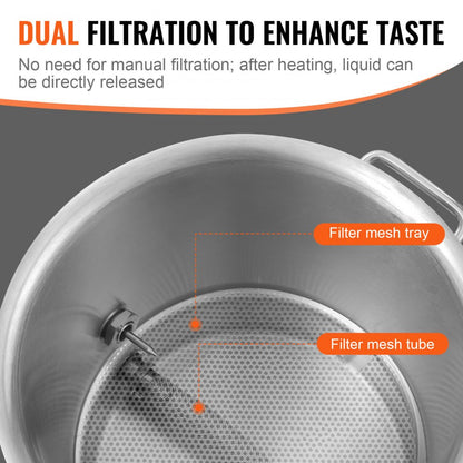 P2829 - 5 Gallon Stainless Steel Brew Kettle with Thermometer and Ball Valve
