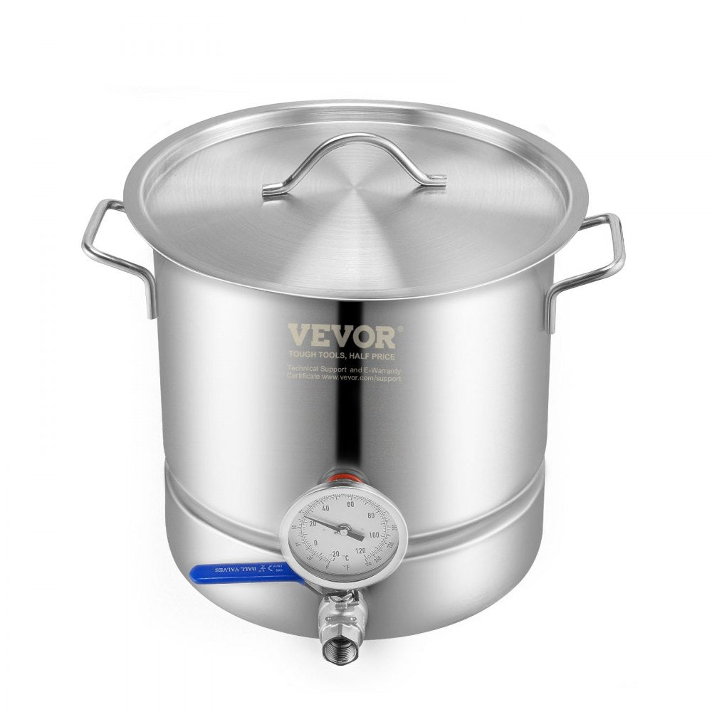 P2829 - 5 Gallon Stainless Steel Brew Kettle with Thermometer and Ball Valve