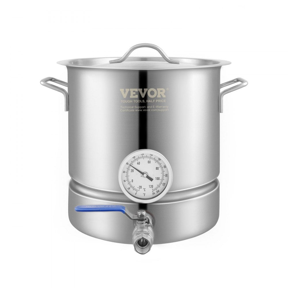 P2829 - 5 Gallon Stainless Steel Brew Kettle with Thermometer and Ball Valve