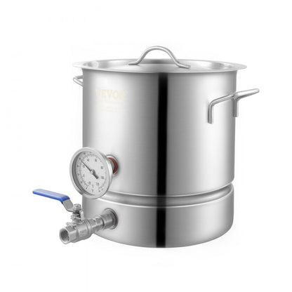 P2829 - 5 Gallon Stainless Steel Brew Kettle with Thermometer and Ball Valve