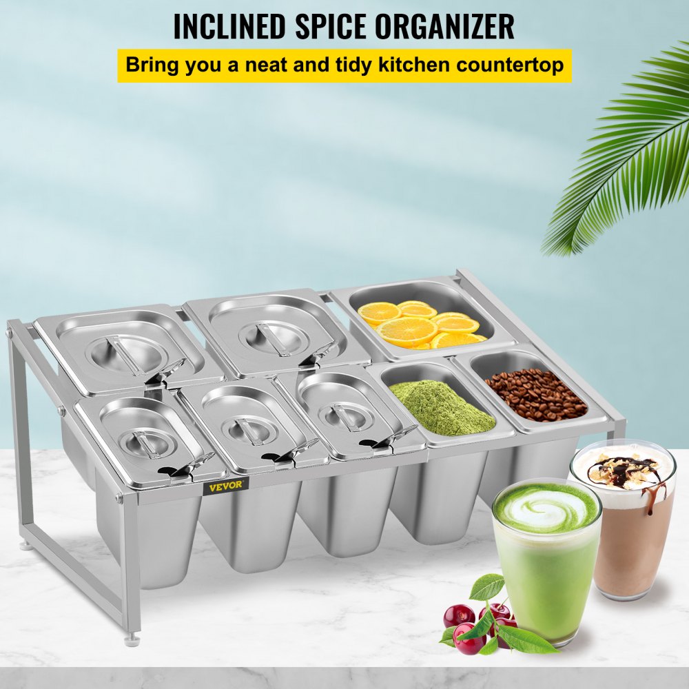C-813 - Adjustable 2-Tier Stainless Steel Spice Rack, 13.8"-23.6" Expandable Design