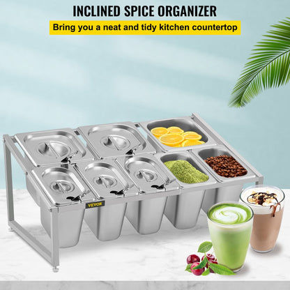 C-813 - Adjustable 2-Tier Stainless Steel Spice Rack, 13.8"-23.6" Expandable Design