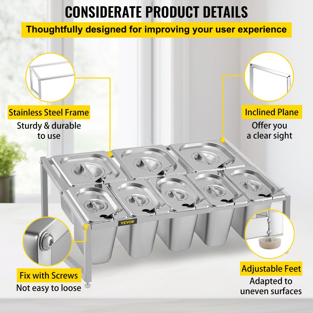 C-813 - Adjustable 2-Tier Stainless Steel Spice Rack, 13.8"-23.6" Expandable Design