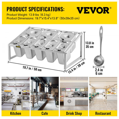 C-813 - Adjustable 2-Tier Stainless Steel Spice Rack, 13.8"-23.6" Expandable Design
