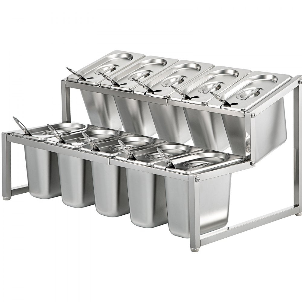 A-803 - Adjustable 2-Tier Stainless Steel Spice Rack with 10 Pans