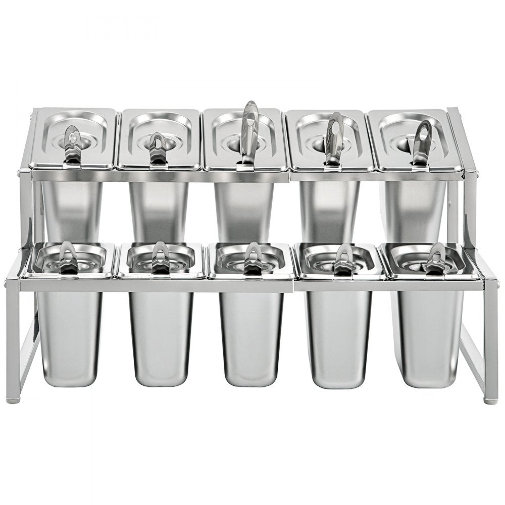 A-803 - Adjustable 2-Tier Stainless Steel Spice Rack with 10 Pans