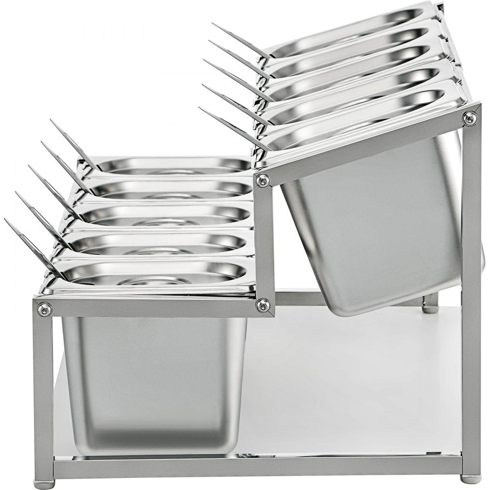 A-803 - Adjustable 2-Tier Stainless Steel Spice Rack with 10 Pans