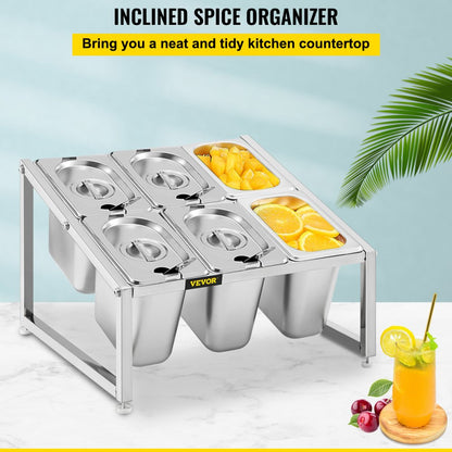C-803 - Adjustable 2-Tier Stainless Steel Spice Rack, 13.8"-23.6" Wide