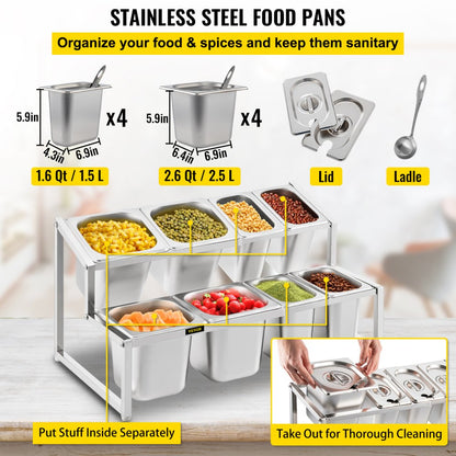 A-809 - Expandable 2-Tier Stainless Steel Spice Rack, 13.8" to 23.6"