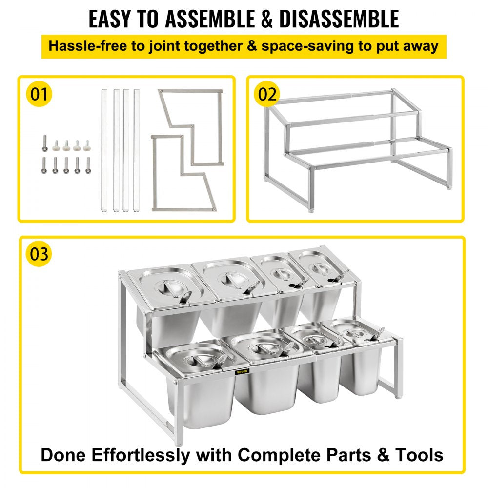 A-809 - Expandable 2-Tier Stainless Steel Spice Rack, 13.8" to 23.6"